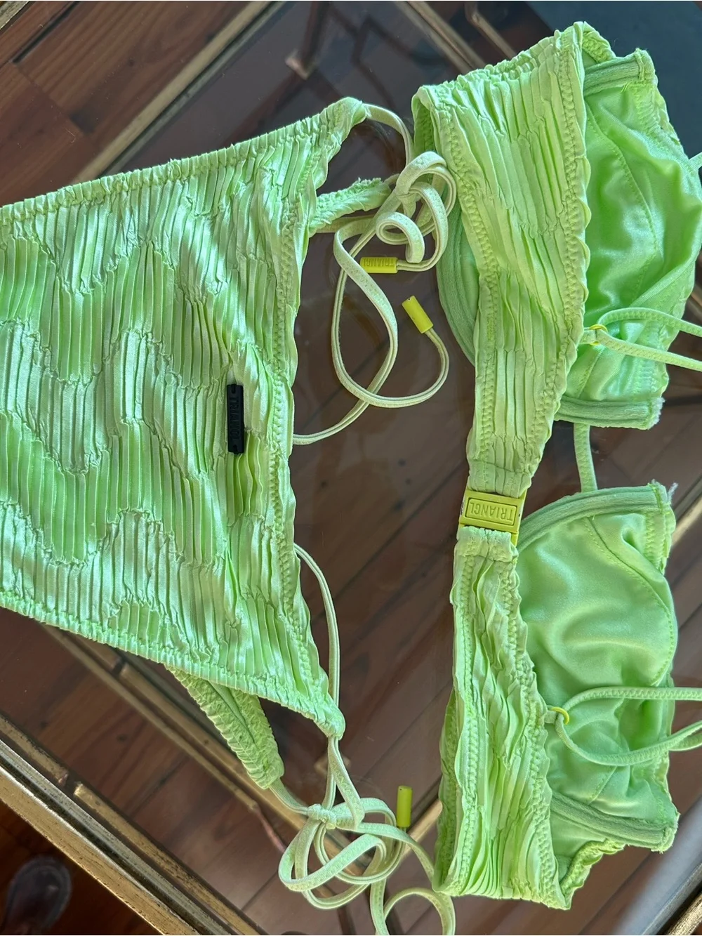 Triangl Neon Green Textured Two-Piece Bikini Set